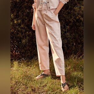 𝅺new Mango Light Pink Slouchy High Waist Crop Jeans US 6